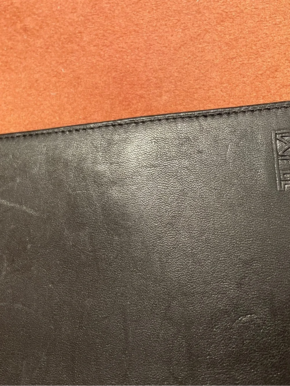 Tumi Black Leather Long Wallet, Travel Checkbook Cover, Passport, Portfolio